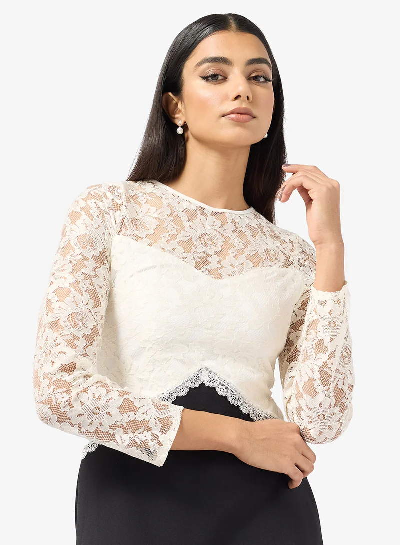 Khizana  Colorblock Dress With Lace Bodice for Women | Best Price UAE